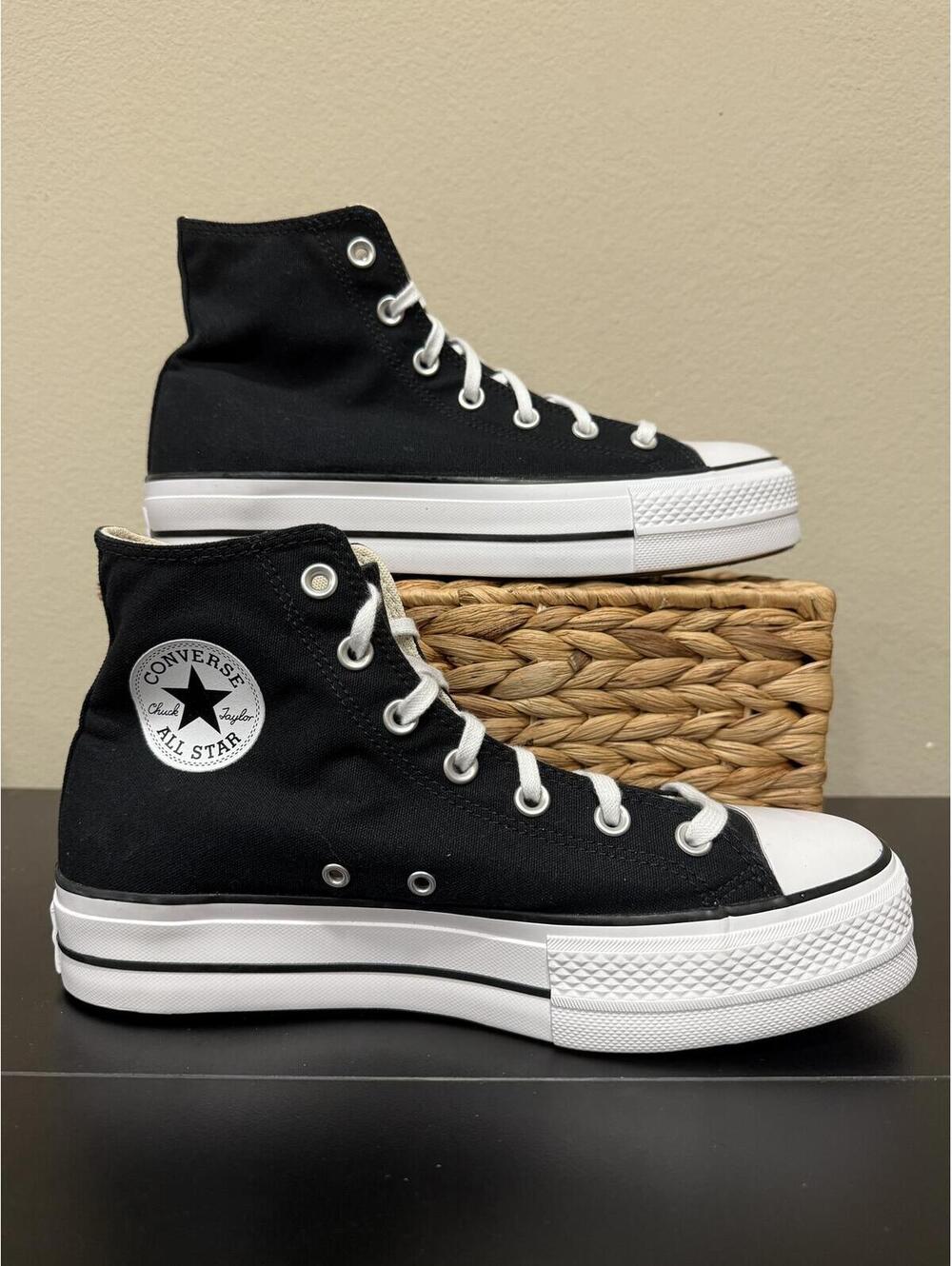 Size 10 - Converse Women’s Chuck Taylor All Star Lift High “Black White”